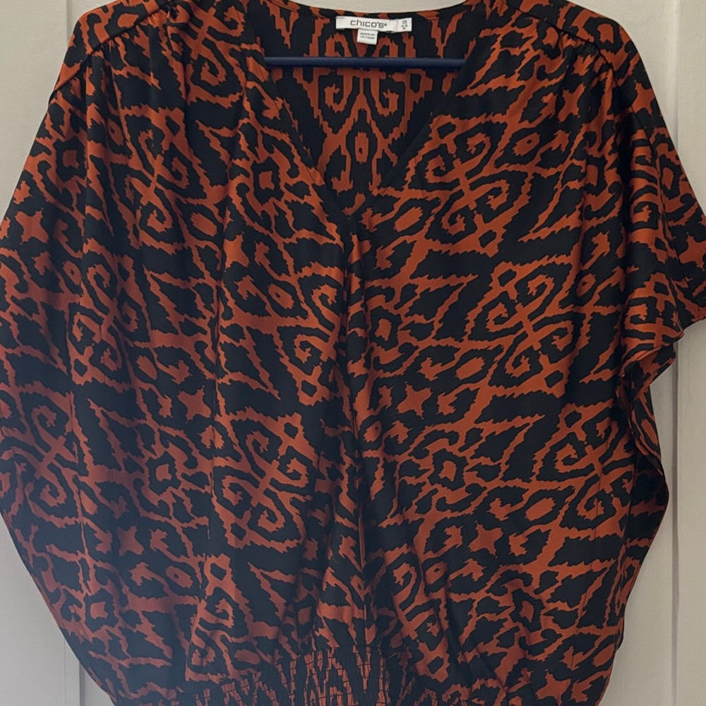 Chico's Vibrant Black and Orange Blouse